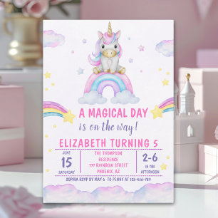A Magical Day is on the Way Unicorn Birthday Girl Invitation