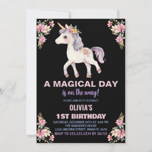 A Magical Day Unicorn Birthday Invitations