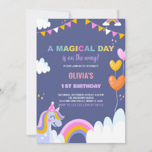 A Magical Day Unicorn Birthday Invitations