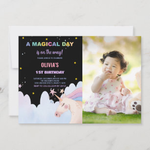 A Magical Day Unicorn Birthday Invitations photo