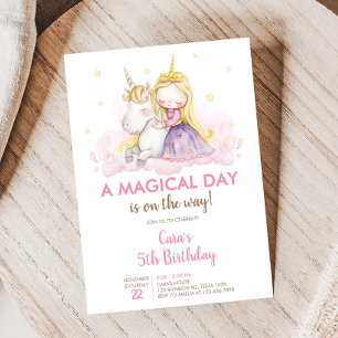 A Magical Day Unicorn Birthday Party  Invitation