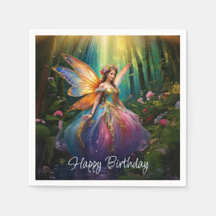 A Magical Fairy Enchanted Forest Happy Birthday Napkin