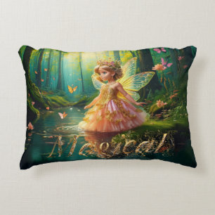 A magical fairy in a pond Magical Decorative text Accent Pillow