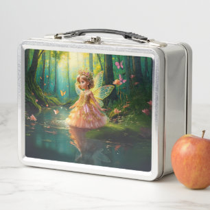A magical fairy in a pond  metal lunch box