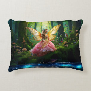 A magical fairy in the woodland forest accent pillow