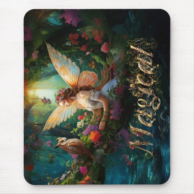 A magical fairy pond Magical Decorative Text Mouse Pad (Front)