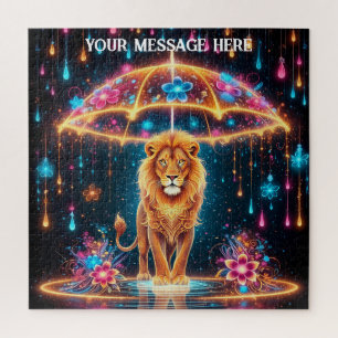 A magical fantasy lion under an unbrella jigsaw puzzle