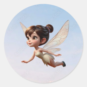A magical little Fairy flying in the air  Classic Round Sticker