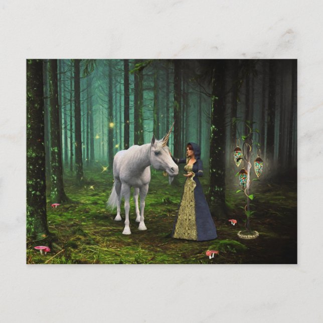 A Magical Meeting - Unicorn Fantasy Art Postcard (Front)