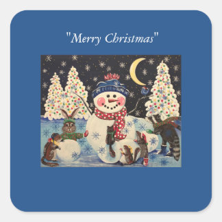 "A Magical Night in the Snow" Square Sticker