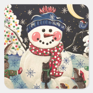"A Magical Night in the Snow" Square Sticker
