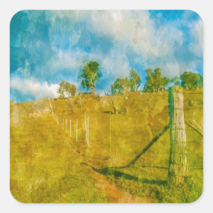 A magical pastoral landscape square sticker