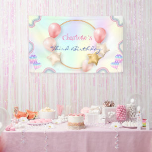 A Magical Rainbow Balloon Happy Birthday Party Banner
