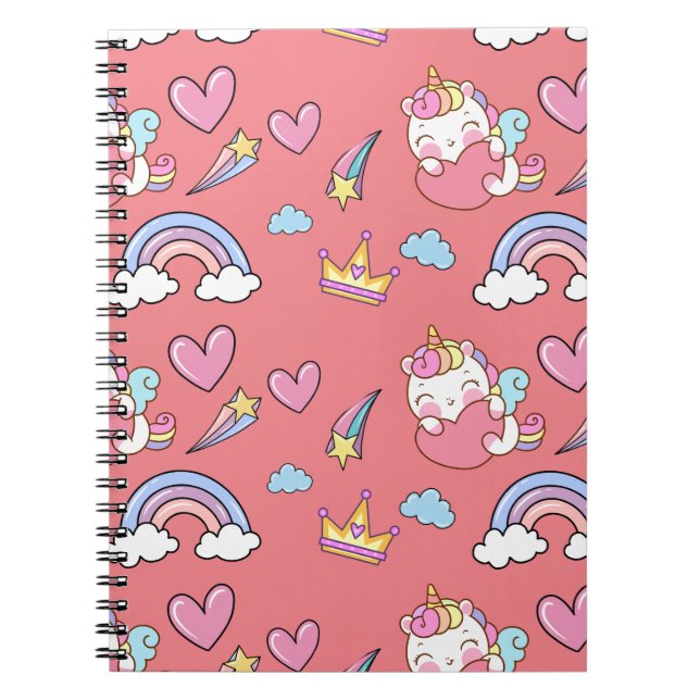 A Magical Rainbow Unicorn Happy Birthday Party Notebook (Front)