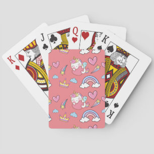 A Magical Rainbow Unicorn Pattern  Birthday Party Playing Cards