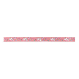 A Magical Rainbow Unicorn Pattern  Birthday Party Satin Ribbon