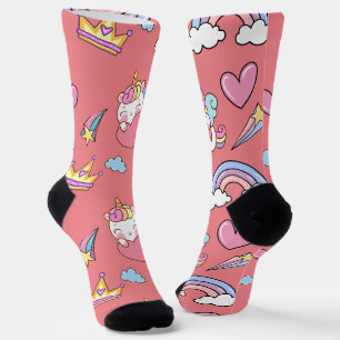 A Magical Rainbow Unicorn Pattern  Birthday Party Socks