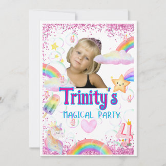 A Magical Unicorn 4th Birthday Invitation