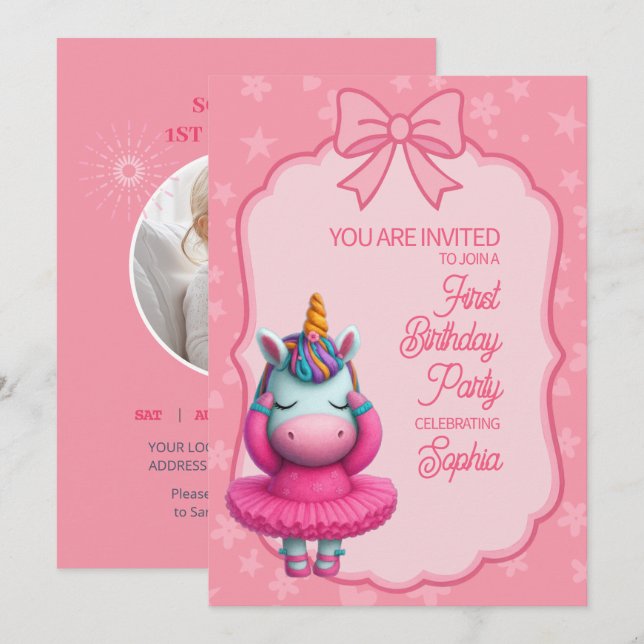 A Magical Unicorn Birthday Invitation (Front/Back)