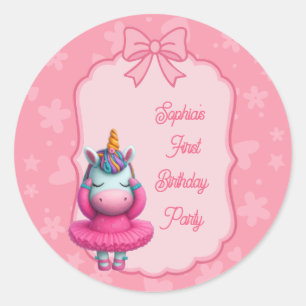 A Magical Unicorn Birthday Invitation Classic Round Sticker