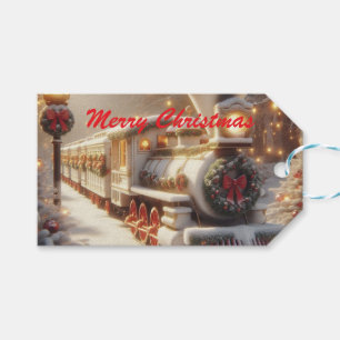 A Magical Winter Wonderland Christmas Train Gift Tags
