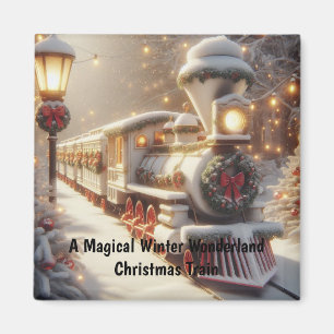 A Magical Winter Wonderland Christmas Train Magnet