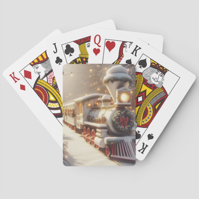 A Magical Winter Wonderland Christmas Train Playing Cards (Back)