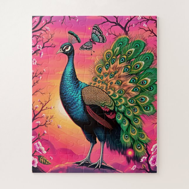A magnificent peacock children's jigsaw puzzle (Vertical)