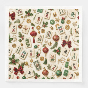 A Mahjong Christmas Napkin
