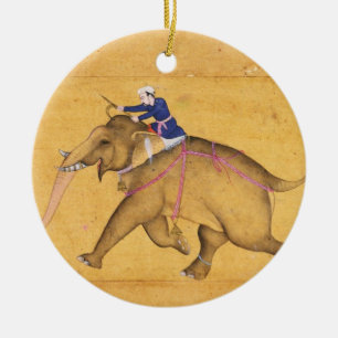 A Mahout riding an Elephant, from the Large Clive Ceramic Ornament