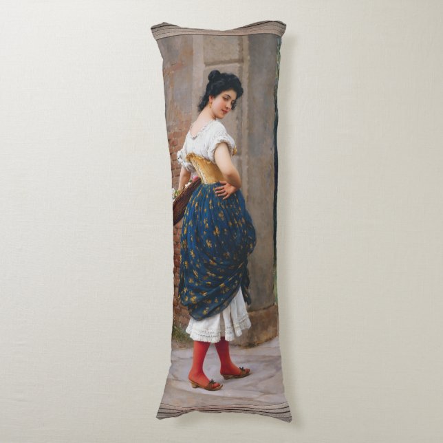 A Maiden With A Basket Of Roses by Eugen von Blaas Body Pillow (Front Vertical)