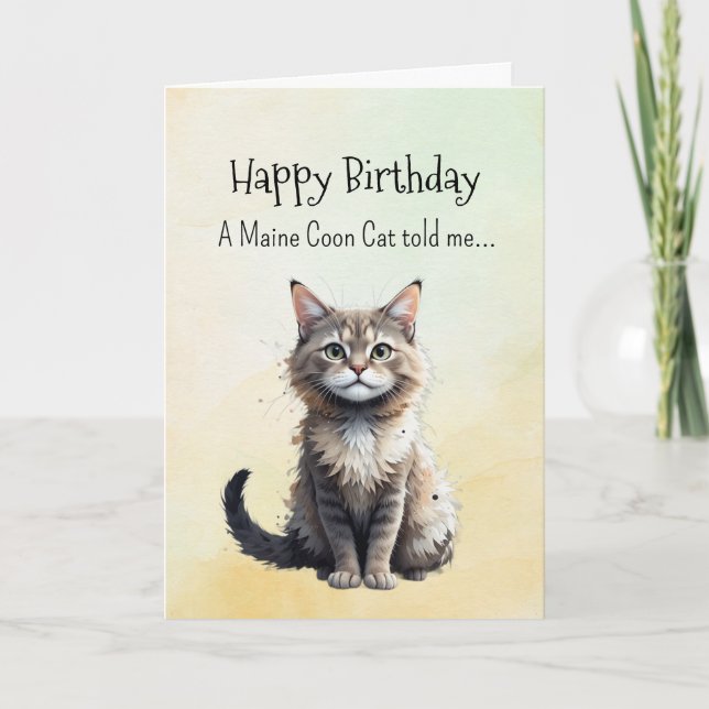 A Maine Coon Cat Personality Birthday Fun Animal Card (Front)