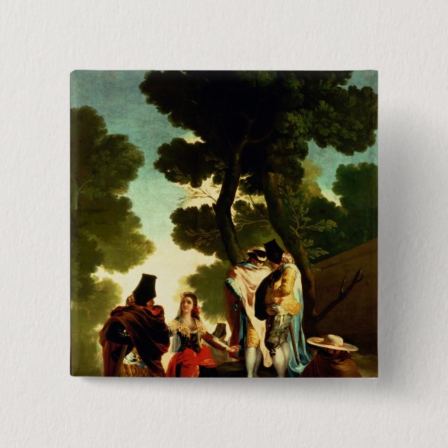 A Maja and Gallants, 1777 2 Inch Square Button (Front)