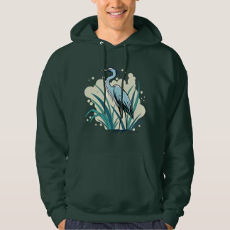 A Majestic Blue Heron Stands Tall In A Vibrant Nat Hoodie