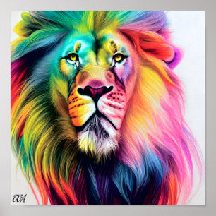 A Majestic Colorful Lion Poster