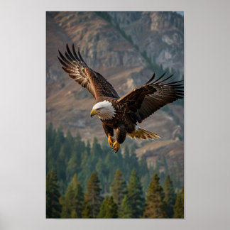 A majestic eagle soars proudly in a close-up  poster