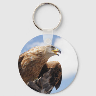 A majestic golden eagle keychain