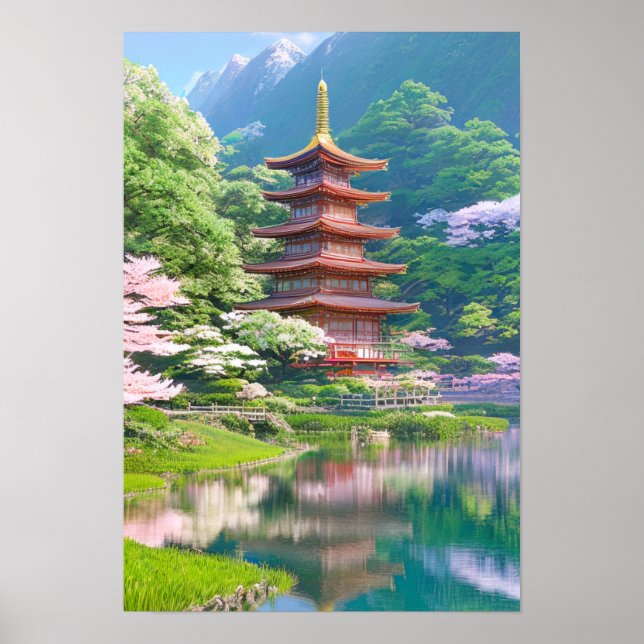 A Majestic Wooden Pagoda Poster (Front)