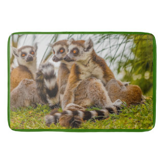 a male lemur hugs his female on  Bath Mat