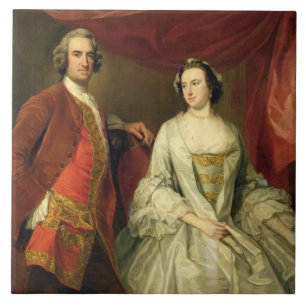 A Man and a Woman, possibly of the Missing Family, Tile