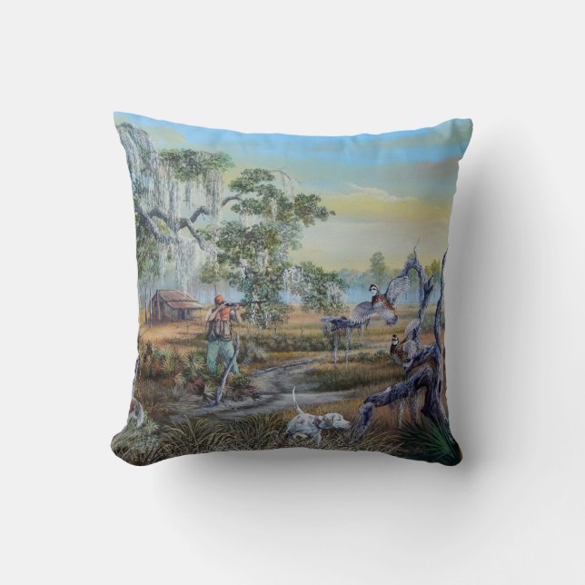A man and his dog...Southern Style. Throw Pillow (Front)