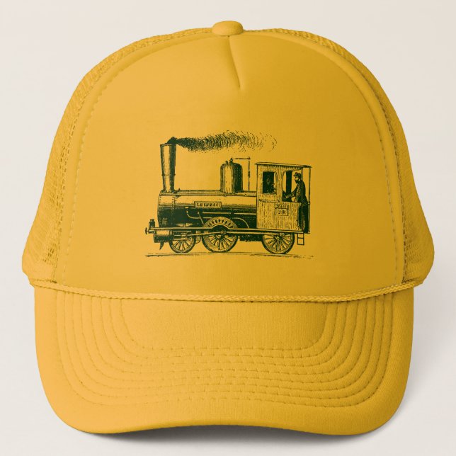 A Man and His Train - Dark Green Trucker Hat (Front)