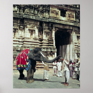 A man being blessed by an elephant poster