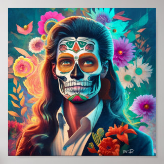 A Man celebrating Dia de Los Muertos Poster