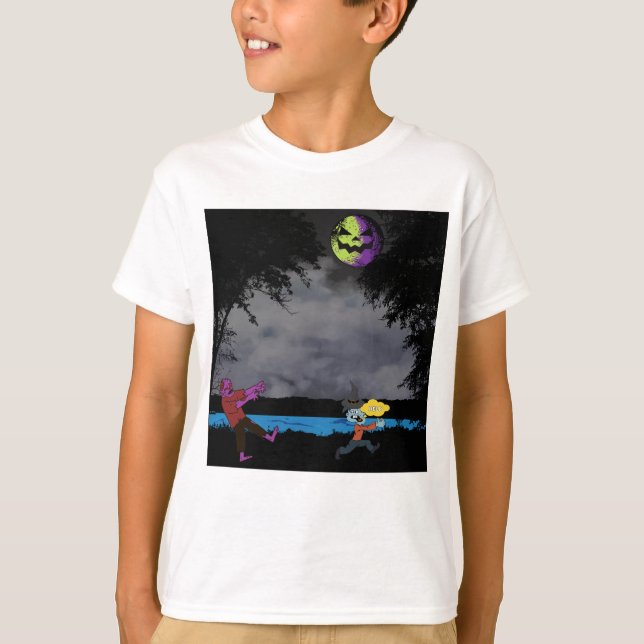 A man chased by zombies T-Shirt (Front)