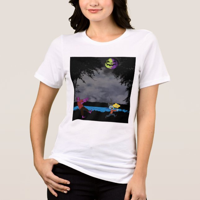 A man chased by zombies Tri-Blend shirt (Front)