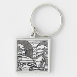 A Man loading a cannon Keychain
