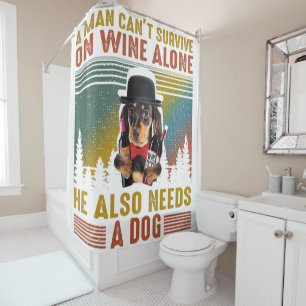 A Man Need Him Dachshund Dog And Wine In Quarantin