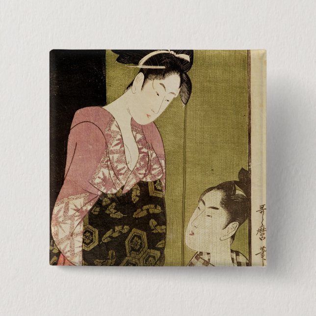 A Man Painting a Woman 2 Inch Square Button (Front)
