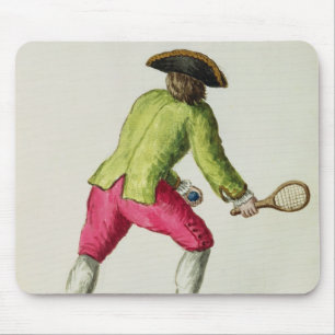 A Man Playing with a Racquet and Balls Mouse Pad